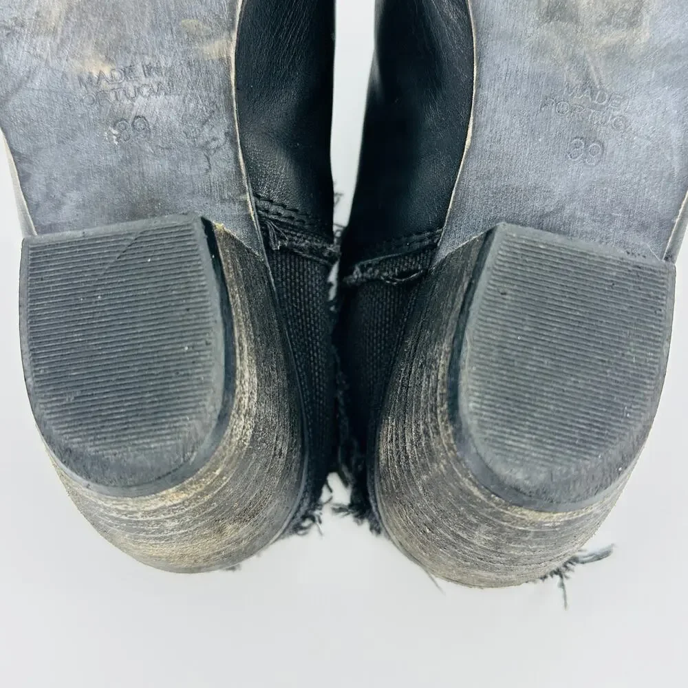 Free People Women's Wild Thing Black Leather Point Toe Mules Size 39 EU/ 8.5 US